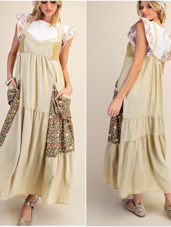 Easel Los Angeles Dresses & Skirts - Easel Floral Print Pockets Jumper Maxi Dress